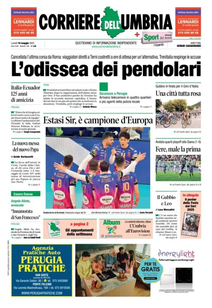 Prima-pagina-corriere umbria-del-2025-05-19